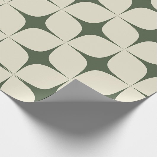 Ivory Deep Green Mitte Jahrhundert Modernes Elegan Geschenkpapier (Ecke)