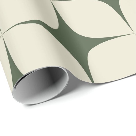 Ivory Deep Green Mitte Jahrhundert Modernes Elegan Geschenkpapier (Rolleneckpunkt)