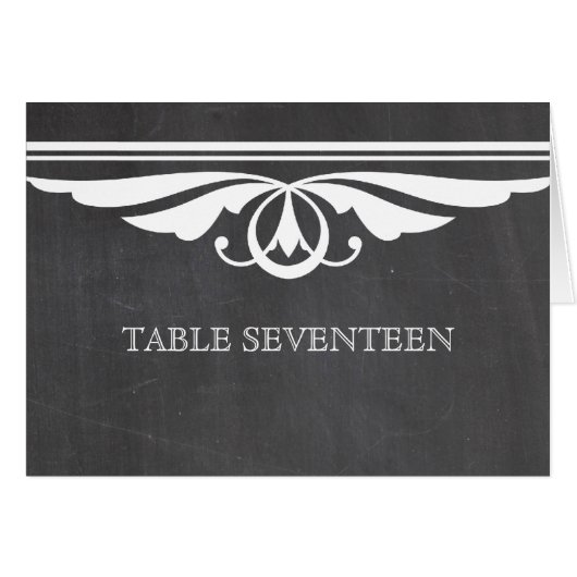 Ivory Deko Chalkboard Tischnummer Card (Vorderseite (Horizontal))