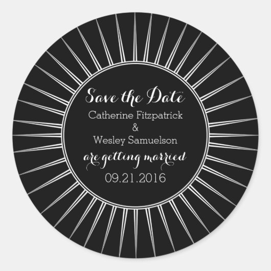 Ivory Deko Retro Save the Date Stickers (Vorderseite)