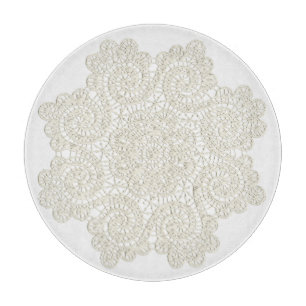 Ivory Doily Glass Schneidboard Schneidebrett