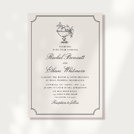 Ivory Double Frame Fruit Bowl Wedding Invitation Ankündigung