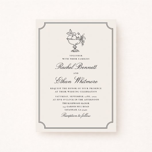 Ivory Double Frame Fruit Bowl Wedding Invitation Ankündigung
