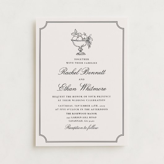 Ivory Double Frame Fruit Bowl Wedding Invitation Ankündigung