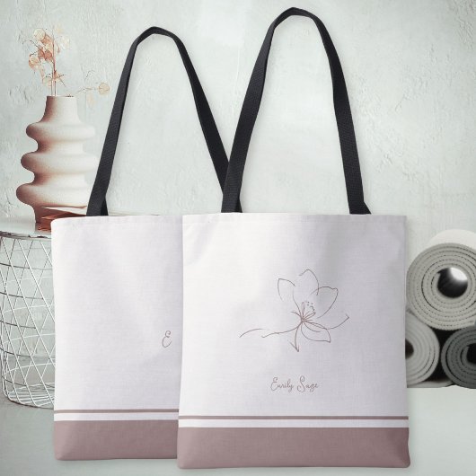 Ivory Dusty Rose Floral Line Art Minimalist Zen Tasche