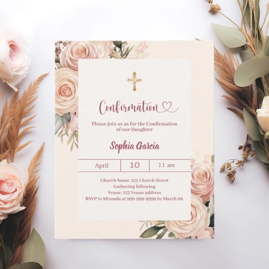 Ivory dusty rose florals Confirmation information