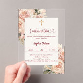 Ivory dusty rose florals luxury Confirmation Acryleinladungen (Insitu (Handheld))