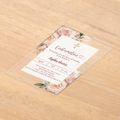 Ivory dusty rose florals luxury Confirmation Acryleinladungen (Ablage )