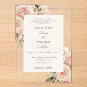Ivory dusty rose florals luxury wedding acryleinladungen (Vorderseite)
