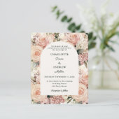 Ivory dusty rose mauve florals wedding invitation (Stehend Vorderseite)