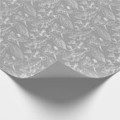 Ivory Ecru Verlasse Blumenmuster auf schick grau Geschenkpapier (Ecke)