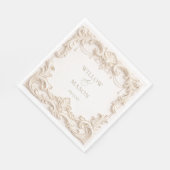 Ivory Elegant Baroque Square Wedding Napkins Serviette (Ecke)