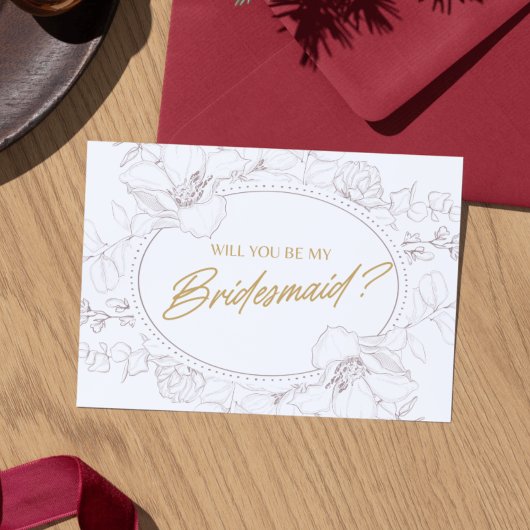 Ivory Elegant Floral Will You Be My Bridesmaid Einladung