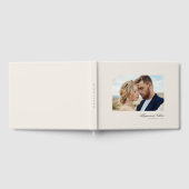 Ivory Elegant Modernes einfaches Skript-Foto Hochz Gästebuch (Voll)