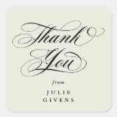 Ivory Elegant Script Abschluss Vielen Dank Quadratischer Aufkleber (Vorderseite)