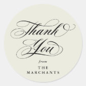 Ivory Elegant Script Wedding Vielen Dank Runder Aufkleber (Vorderseite)