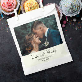 Ivory Elegant Wedding Love and Thanks Photo Geschenktütchen