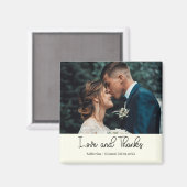 Ivory Elegant Wedding Love and Thanks Photo Magnet (Vorderseite/Rückseite)