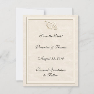 Ivory Embossed-Look Herz Save the Date