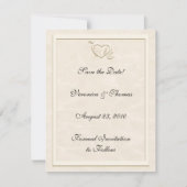 Ivory Embossed-Look Herz Save the Date (Vorderseite)