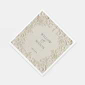 Ivory Embossed Scroll Floral Wedding Napkins Serviette (Ecke)