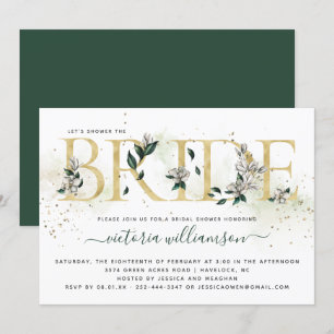 Ivory Emerald Gold Magnolia Floral Brautparty Einladung