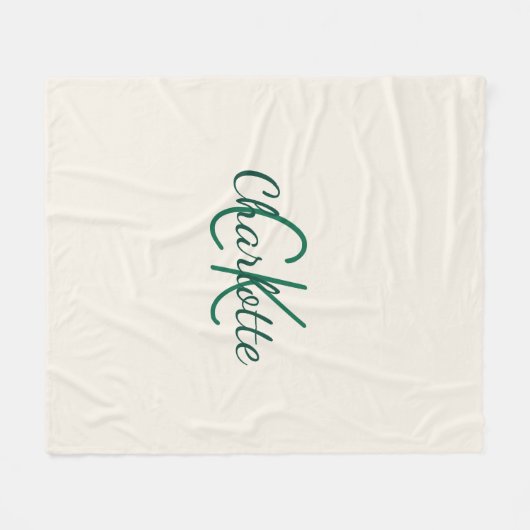 Ivory emerald green monogram fleecedecke (Vorderseite (Horizontal))
