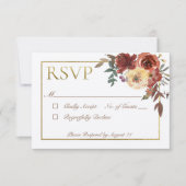 Ivory Fall Floral Bouquet mit Gold RSVP Karte (Vorderseite)