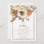 Ivory Fall Floral Bouquet mit Goldener Einladung (Vorderseite)