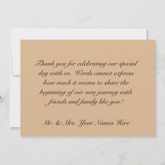 Ivory Fall Floral Bouquet mit GoldWedding Dankeskarte (Rückseite)