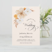 Ivory Fall Floral Elegante QR Code Foto Hochzeit Einladung (Stehend Vorderseite)