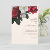 Ivory Fall Maroon Floral Wedding Einladung (Stehend Vorderseite)