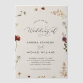 Ivory Fall Wildflowers Autumn Wedding Pergament Einladungen (Vorderseite)