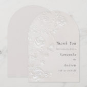 Ivory Faux Blind Embossed Arch Wedding Thank You Einladung (Vorne/Hinten)