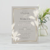 Ivory Feathery Pampas Grass Allison1 Einladung (Stehend Vorderseite)