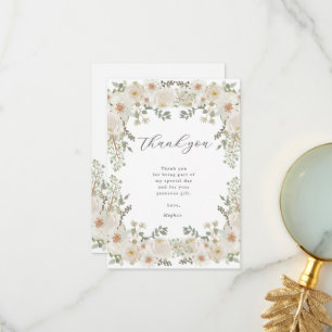 Ivory Floral Baby Dusche Danke Karte