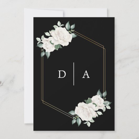 Ivory Floral Black Nuestra Boda Spanish Wedding Einladung (Rückseite)