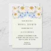 Ivory Floral Blue Hydrangea Garden Bridal Shower Einladung (Vorderseite)