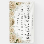 Ivory Floral Bouquet Elegante Begrüßung Banner (Vertikal)