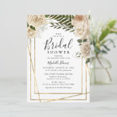 Ivory Floral Bouquet Elegantes Brautparty Einladung (Stehend Vorderseite)