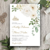 Ivory Floral Bouquet Islamische Hochzeit Einladung