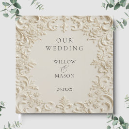 Ivory Floral Elegant Classic Wedding Gästebuch