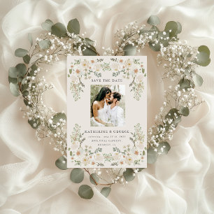 Ivory Floral Garden Elegant Save the Date