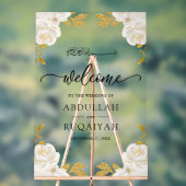 Ivory Floral Gold Muslim Wedding Welcome Acrylschild (Neutral)