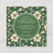 Ivory Floral Green Emerald Brautparty Vielen Dank Begleitkarte (Rückseite)