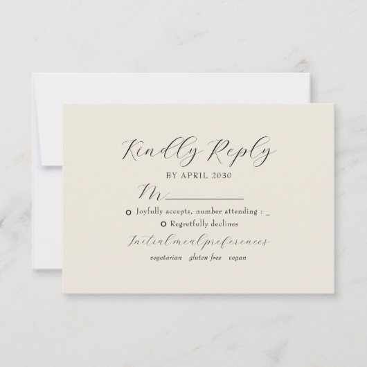 Ivory Floral Monogram Wedding RSVP Karte (Vorderseite)
