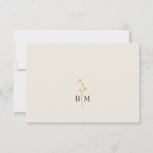 Ivory Floral Monogram Wedding RSVP Karte (Rückseite)
