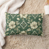Ivory Floral on Emerald Background Lendenkissen (Decke)
