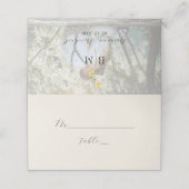 Ivory Floral Photo Wedding Platzkarte (Außenseite Aufgefaltet)