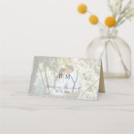 Ivory Floral Photo Wedding Platzkarte